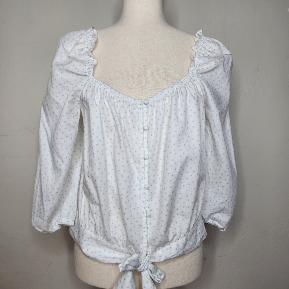 PAIGE Merilee Tie Front Polka Dot Blouse Size Medium - Picture 1 of 15